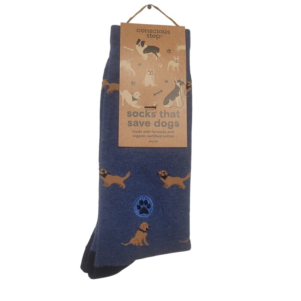 Conscious Step Socks That Save Dogs Adult Medium NWT Mens 8-13 Women 9-14
